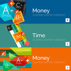 Flat design paper infographic banner set