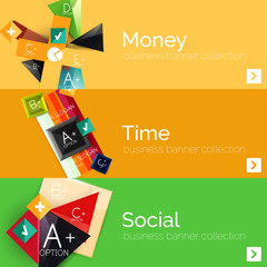 Flat design paper infographic banner set