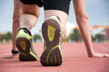 Man ready to run on the track
