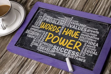 Foto op Plexiglas words have power with related word cloud hand drawing on blackbo © cacaroot