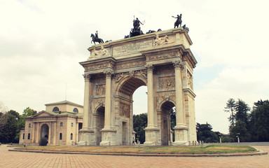 Fototapeta na wymiar Peace Arc in Milan, Italy