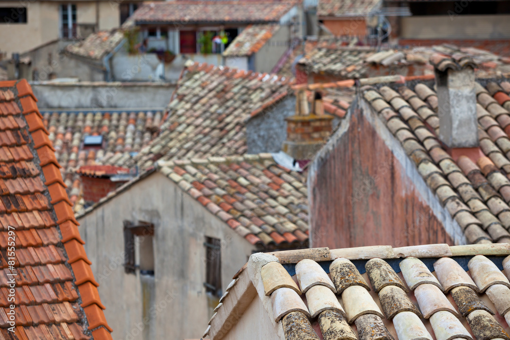 Poster French small town roofs