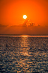 Beautiful tropical sunset ocean background