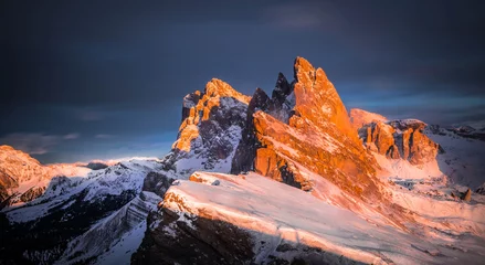 Peel and stick wall murals Dolomites Odle sunset