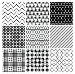Geometric Monochrome Seamless Background Patterns