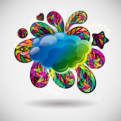 Abstract background with colorful mosaic design elements.