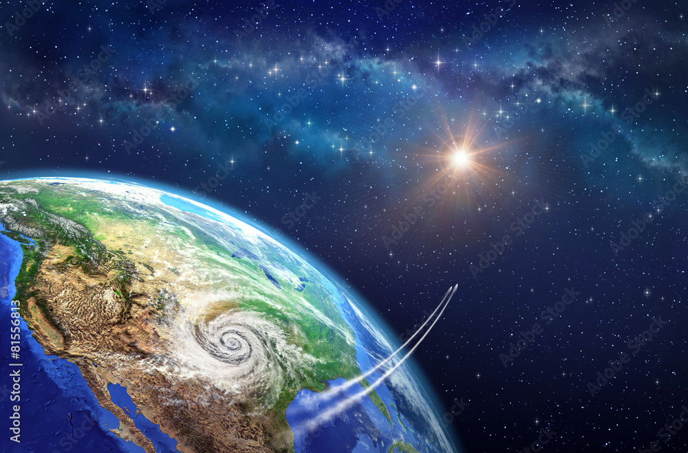 Wall mural leaving earth