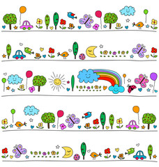 colorful pattern for children with cute nature elements