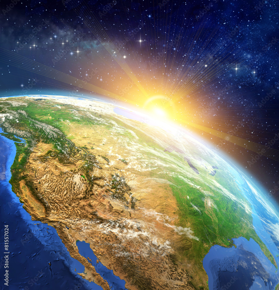 Canvas Prints sunrise over earth in outer space