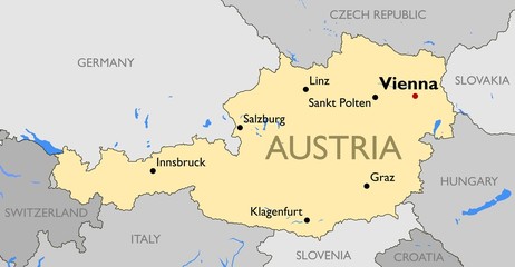Austria map - obrazy, fototapety, plakaty