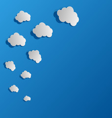 Set cut out paper clouds, speech bubbles