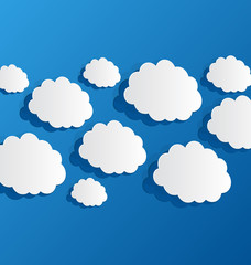 Set cut out clouds, blue paper