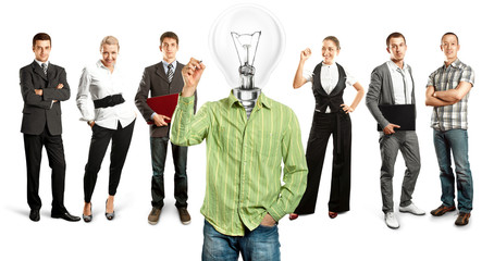Obraz premium Business Team With Lamp Head