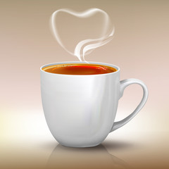 Realistic cup of black tea, vector object illustration