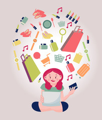 young woman shopping online with a credit card and computer