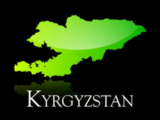 Obraz premium Kyrgyzstan green shiny map
