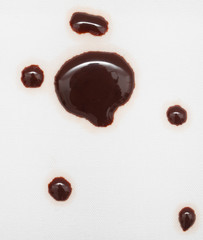 Drops of chocolate on a white background