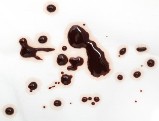 Drops of chocolate on a white background