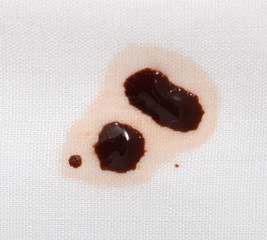 Drops of chocolate on a white background