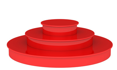 Blank Red podium. 3d render on a white background