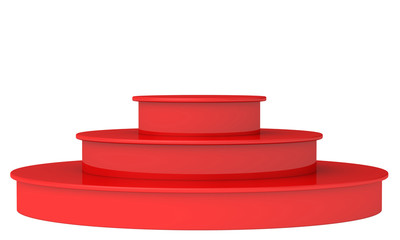 Blank Red podium. 3d render on a white background