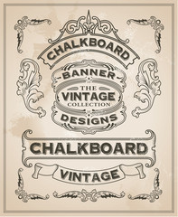 Vintage retro hand drawn banner set - vector illustration