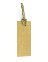 Write a paper label isolated on white background.