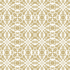 Damask Seamless  Pattern. Orient Golden Background