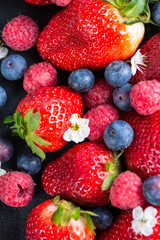 close view on fresh vibrant berries fruits