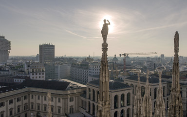 Fototapeta na wymiar View from the Duomo cathedral in Milan, Italy