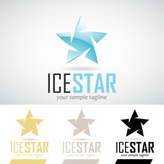 Fototapeta premium Ice Blue Star Shape Logo Icon