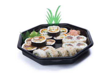 assortment sushi isolated on white background