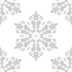 Damask Seamless  Pattern. Orient Grey Background