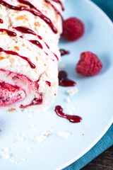 slice of fresh homemade raspberry cake, tasty and vibrant