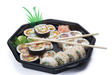 assortment sushi isolated on white background