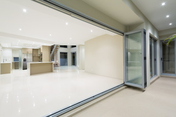Modern white kitchen in new luxurious home