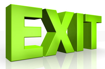 3D exit text on white background
