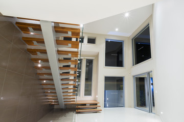 Entry to modern luxurious mansion