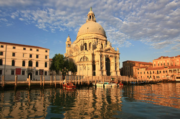 Venetian morning and old cathedral near Grand canal