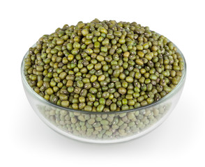 Mung beans isolated on white background with clipping path