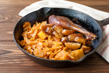 Baked goose with garnish