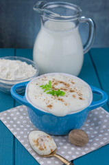 Bechamel sauce on kitchen table