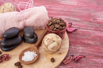 spa stuff on wooden background
