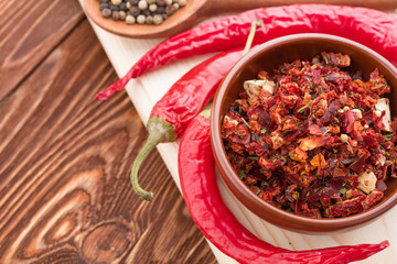 Chili papper on wooden