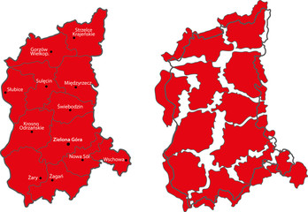 Map of the region of Lubusz