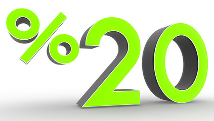 3d red discount collection - 20 percent isolated white backgroun