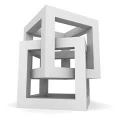 Abstract White Cube Structure Object