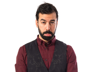 Sad man wearing waistcoat