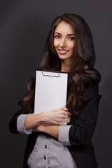 Portrait of  business woman with paper folder