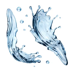 Schilderijen op glas 3d water splash illustration, isolated liquid design elements © wacomka